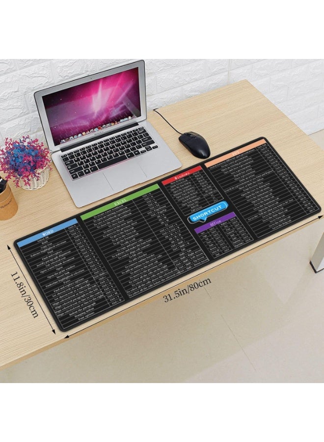 كمبيوتر مكتب باور بوينت إكسل وورد اختصارات لوحة المفاتيح لوحة مفاتيح ألعاب ماوس باد ماوس باد كبيرة ممتدة XL بحافة مخيطة ونعل مطاطي للمنزل أو المكتب (31.5 × 11.8 بوصة) - Image 2